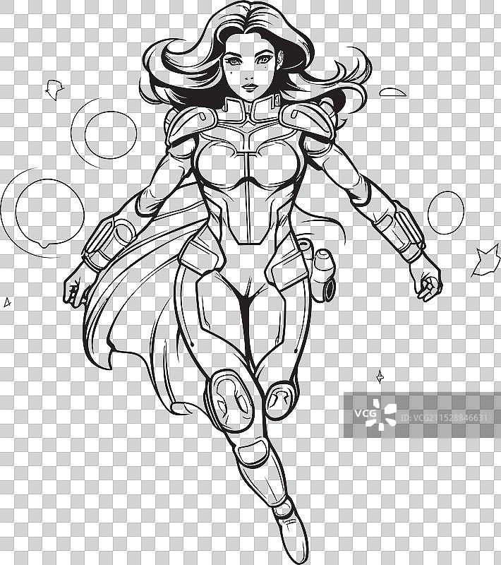 星际守卫者标志与科幻女英雄科技元素图片素材