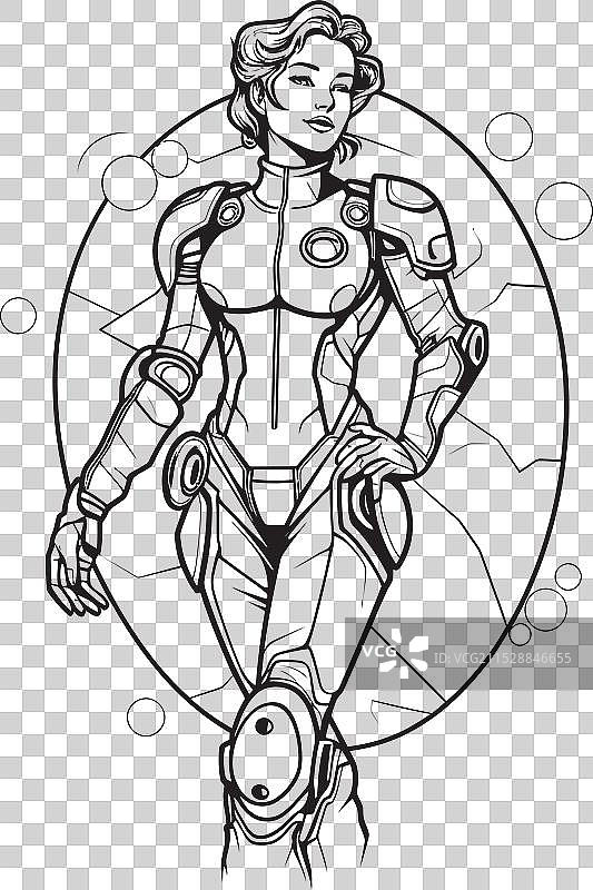 星云复仇者未来派女性超级英雄徽章图片素材