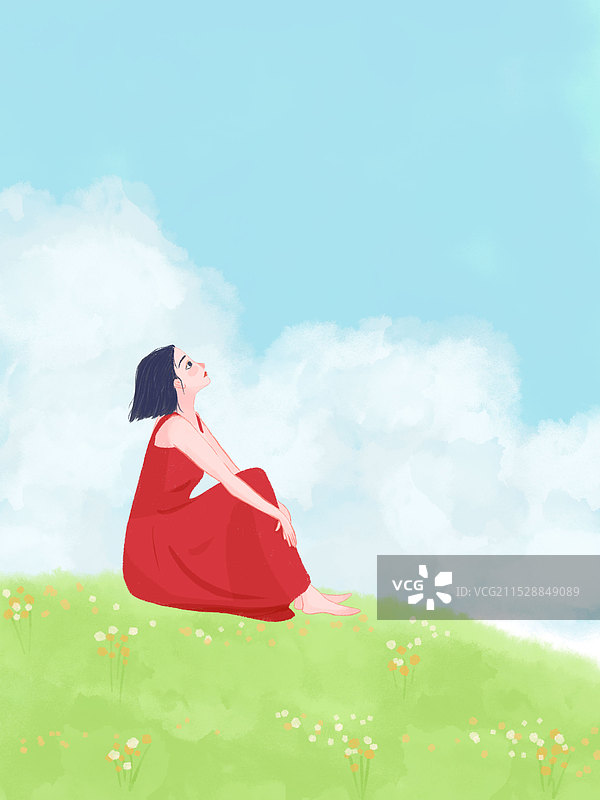 仰望天空 人物插画图片素材