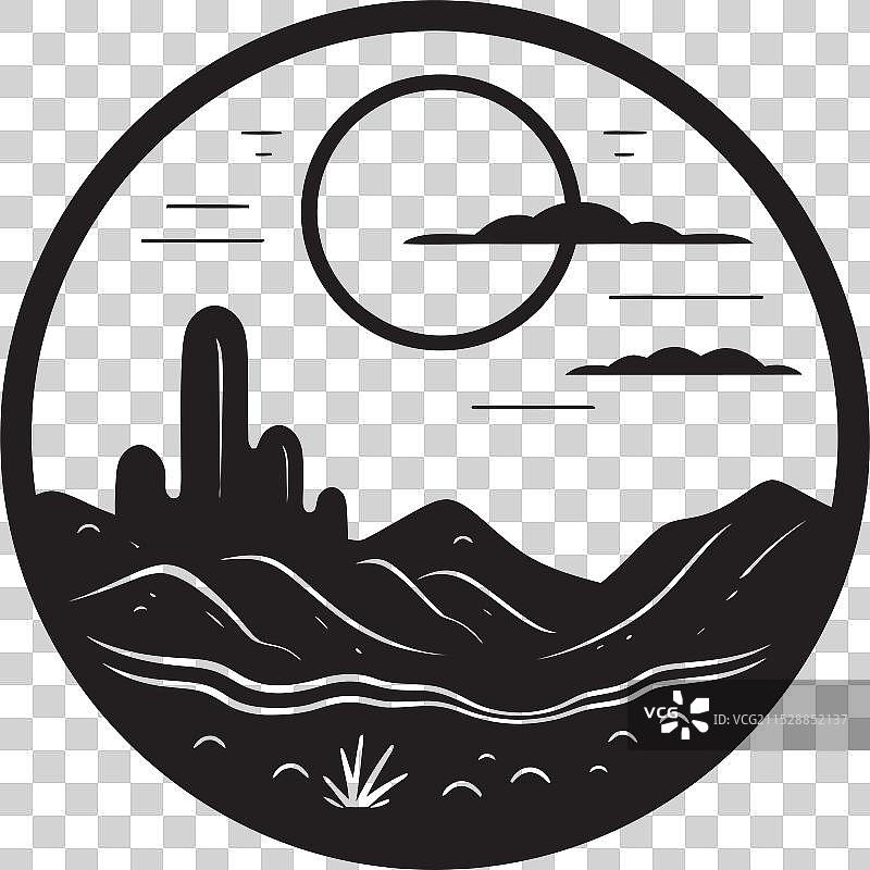 阳光炙烤的极简主义沙漠图标标志撒哈拉图片素材