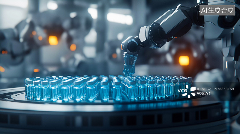 【AI数字艺术】疫苗智能生产线图片素材