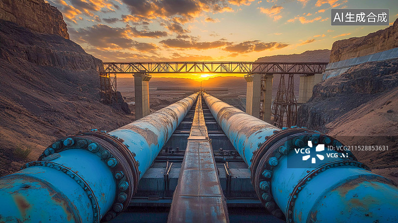 【AI数字艺术】工厂炼油石油运输管道图片素材