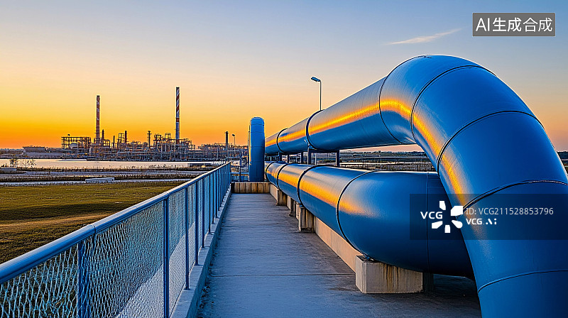【AI数字艺术】工厂炼油石油运输管道图片素材