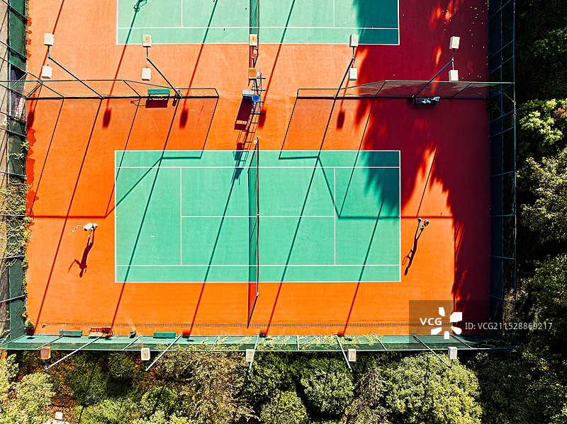 网球运动网球场地航拍--浙江师范大学网球场图片素材