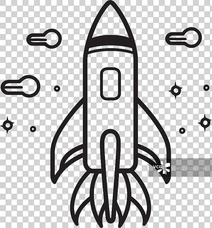 现代火箭的星际探险者线条图标图片素材
