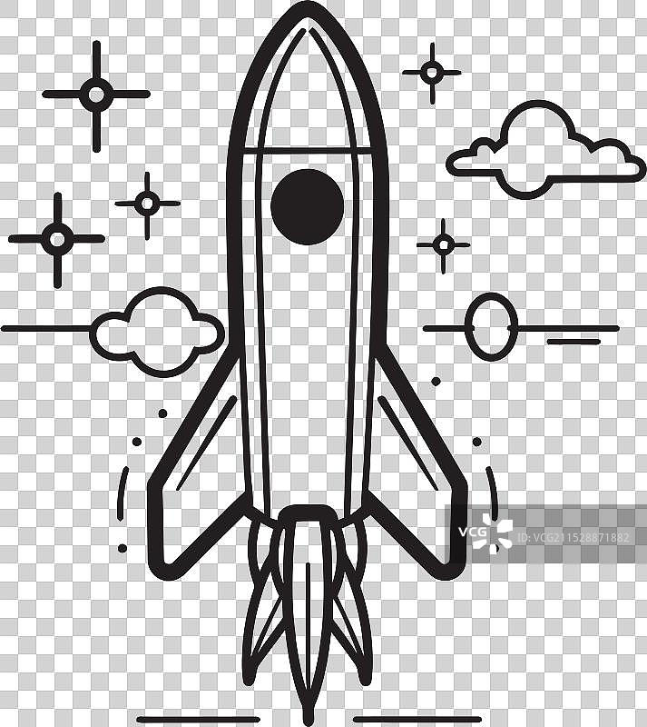 月球发射火箭线条图标——奥德赛之旅图片素材