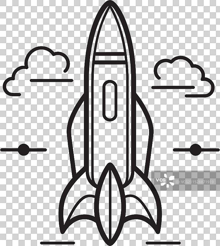 星际飞升火箭线条图标 星际冲刺图片素材