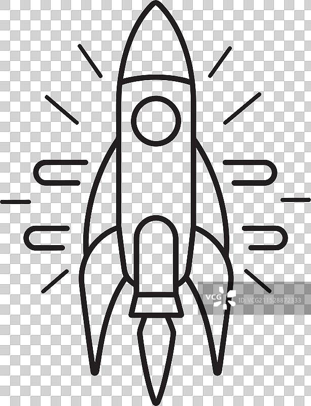 月球发射火箭线条图标，奥德赛之旅图片素材
