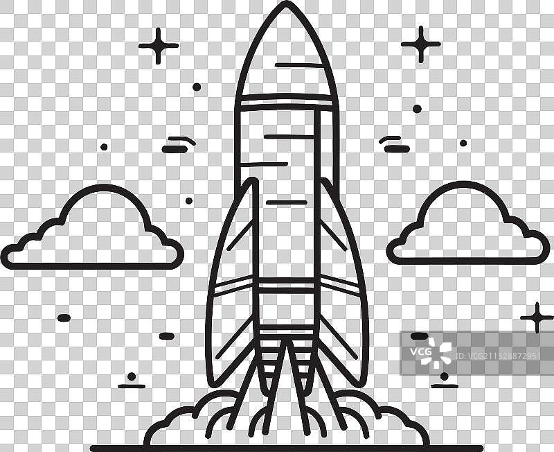 轨道奥德赛火箭线条艺术标志设计 星际图片素材