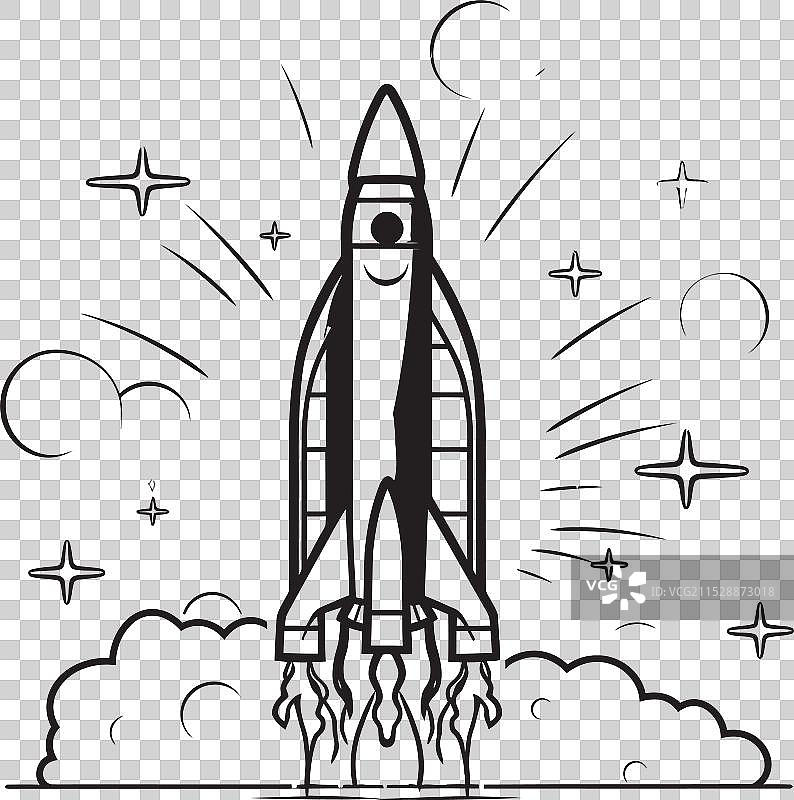 星际探险者火箭线条图标图片素材