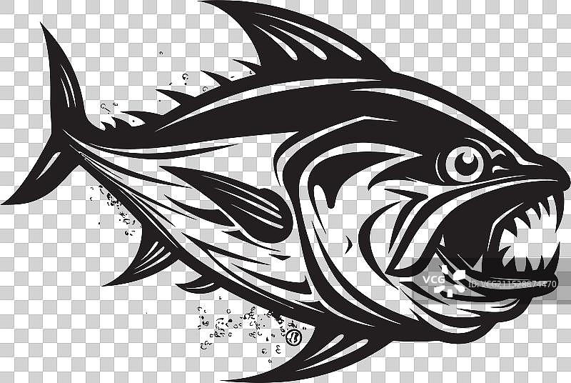 海浪骑士金枪鱼线条徽章海岸魅力图片素材