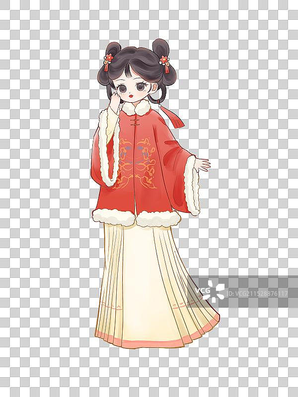 古装插画汉服女孩图片素材