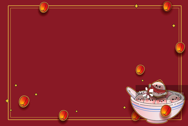 卡通可爱元宵节灯笼背景插画图片素材