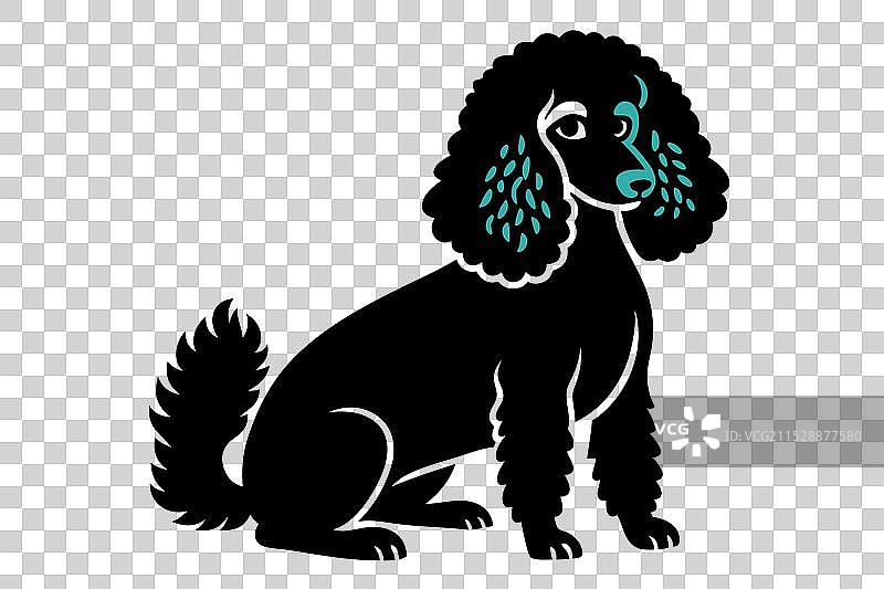 贵宾犬坐姿剪影图片素材