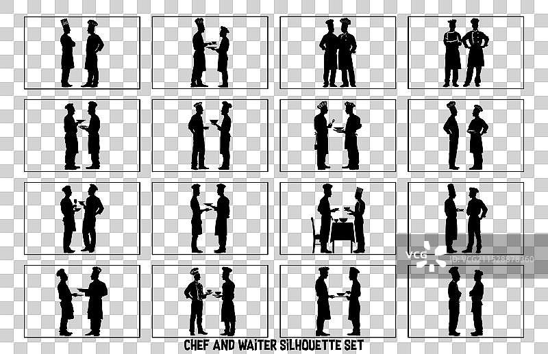 厨师和服务员剪影 - 餐厅场景图片素材