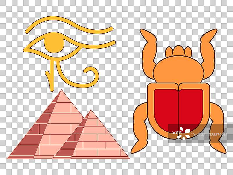 荷鲁斯之眼、吉萨金字塔、圣甲虫符号图片素材