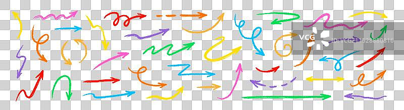 箭头蜡笔粉彩铅笔粉笔彩色线条笔触图片素材