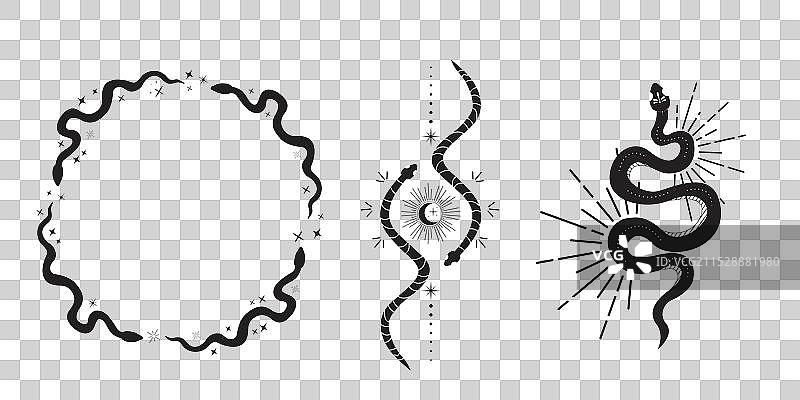 天蛇环形框架的神秘图案图片素材