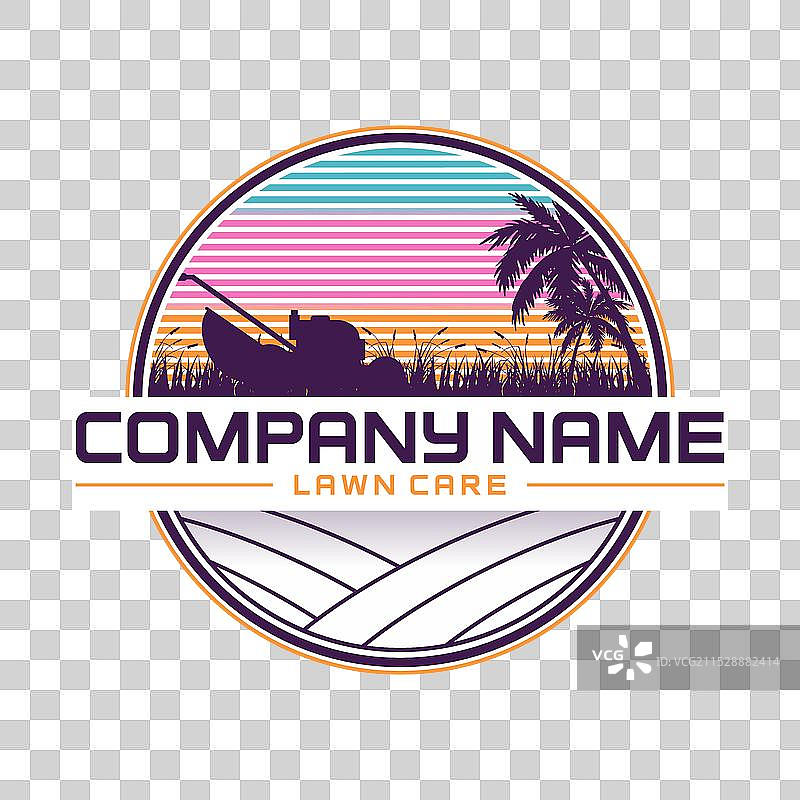 草坪护理标志设计在白色背景上图片素材