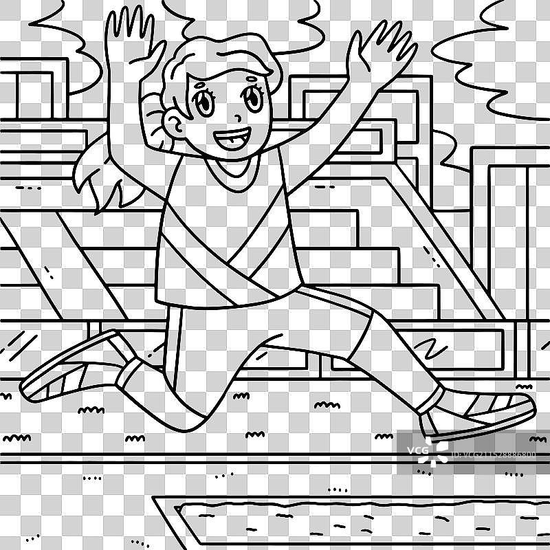 田径女子运动员在跳远比赛中图片素材