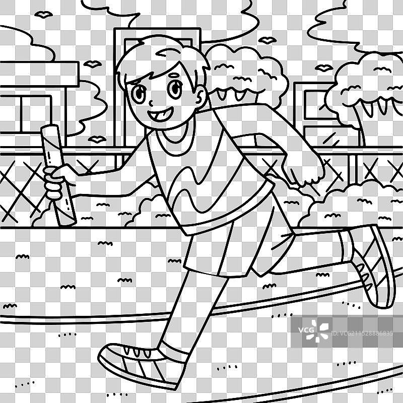 田径运动员手持接力棒奔跑图片素材