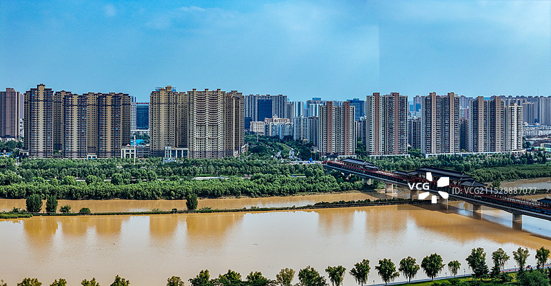 咸阳市 秦都区 清渭楼 渭滨公园 渭河 航拍 地标图片素材