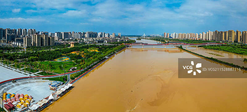 咸阳市 秦都区 清渭楼 渭滨公园 渭河 航拍 地标图片素材
