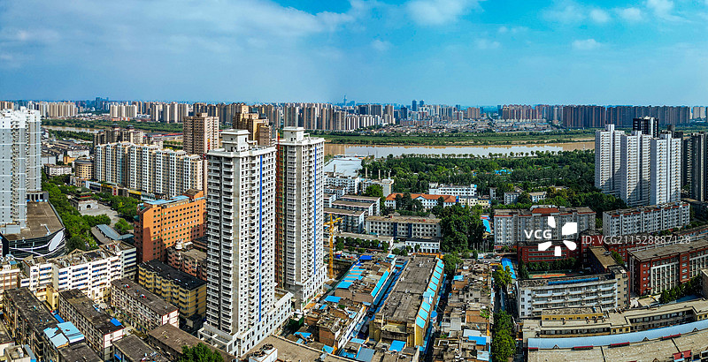 咸阳市 秦都区 清渭楼 渭滨公园 渭河 航拍 地标图片素材