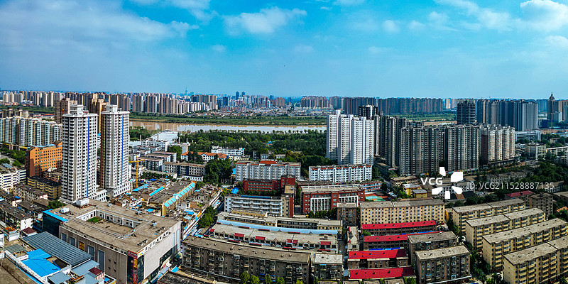 咸阳市 秦都区 清渭楼 渭滨公园 渭河 航拍 地标图片素材