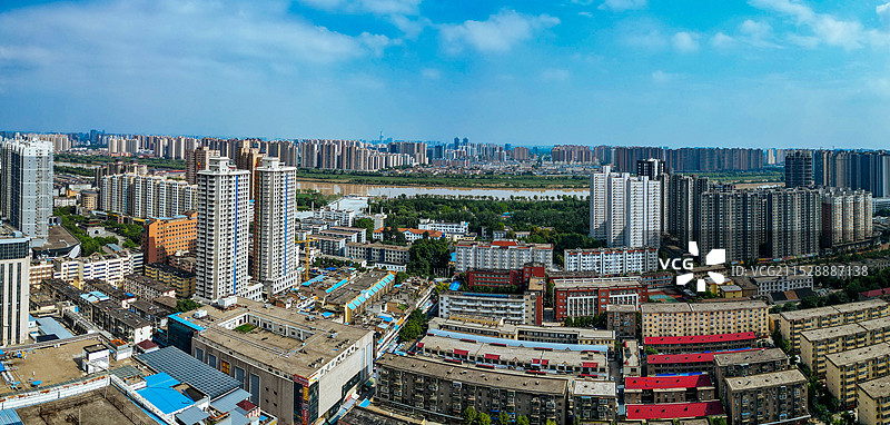 咸阳市 秦都区 清渭楼 渭滨公园 渭河 航拍 地标图片素材