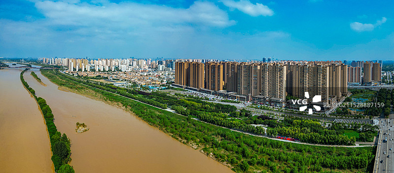 咸阳市 秦都区 清渭楼 渭滨公园 渭河 航拍 地标图片素材