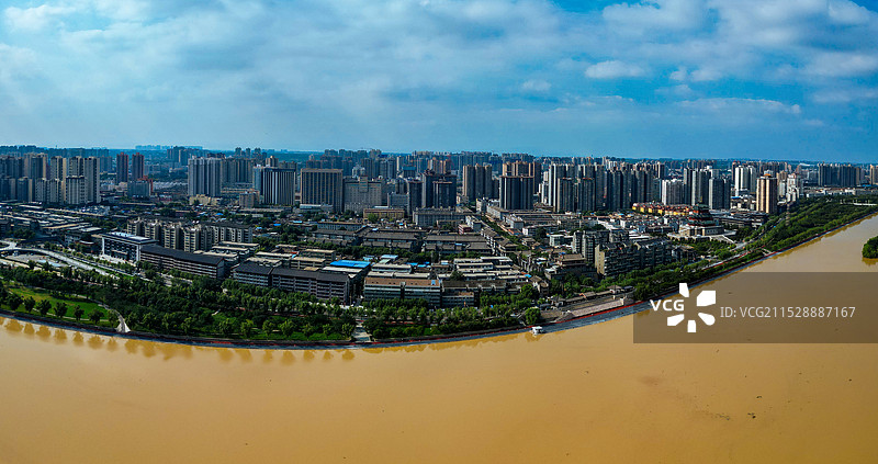 咸阳市 秦都区 清渭楼 渭滨公园 渭河 航拍 地标图片素材