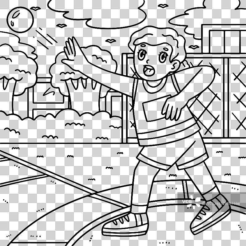 田径女子铅球投掷上色图片素材