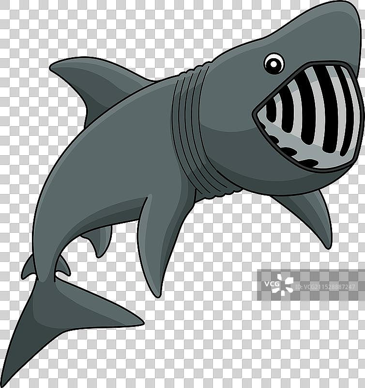 彩色卡通 basking shark 插图图片素材