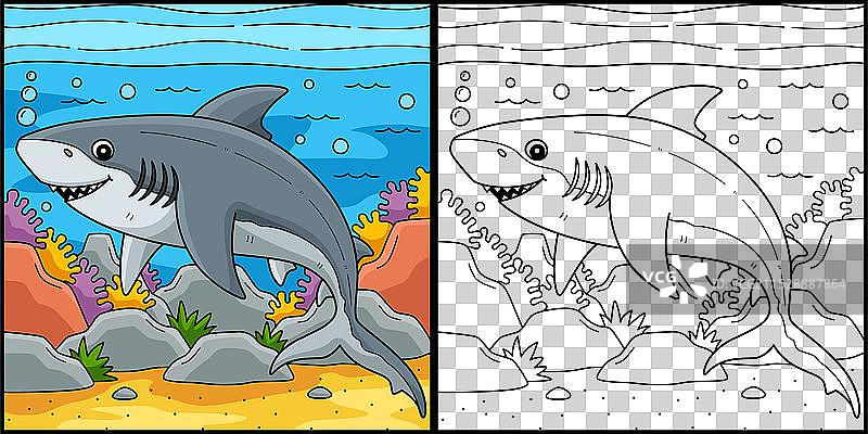 公牛鲨涂色页图片素材