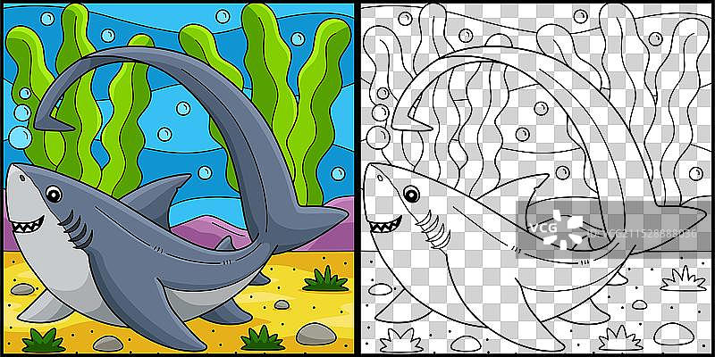 锯鳐涂色页已上色图片素材