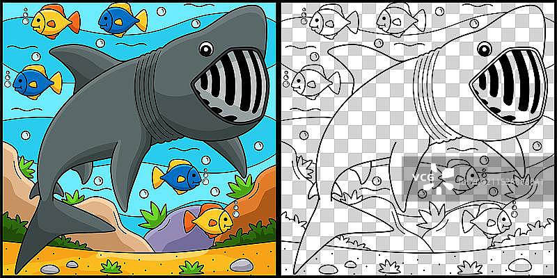 basking shark 着色页 彩色图片素材