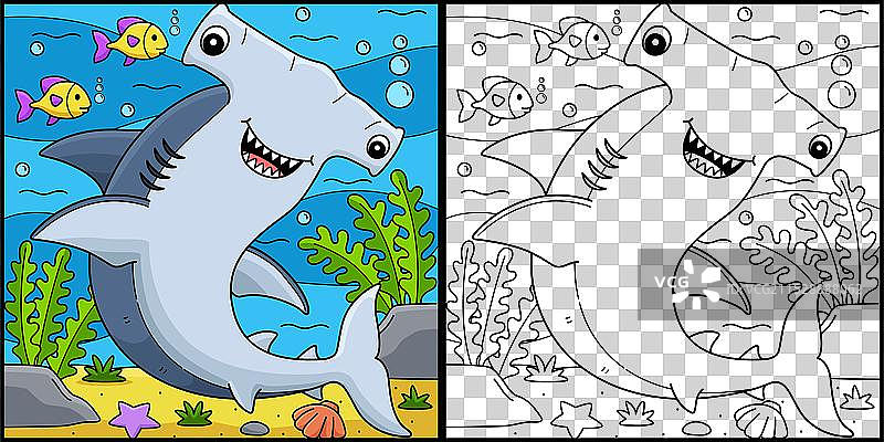 锤头鲨涂色页图片素材