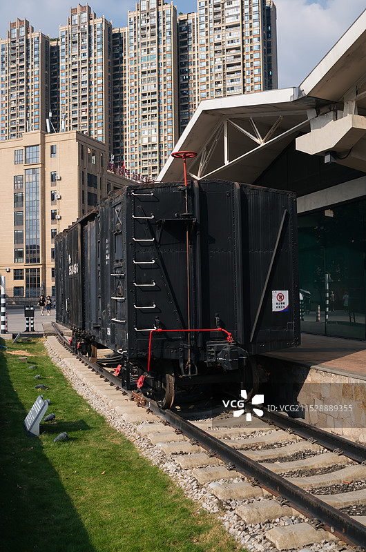 广州铁路博物馆展出的P1型棚车火车图片素材