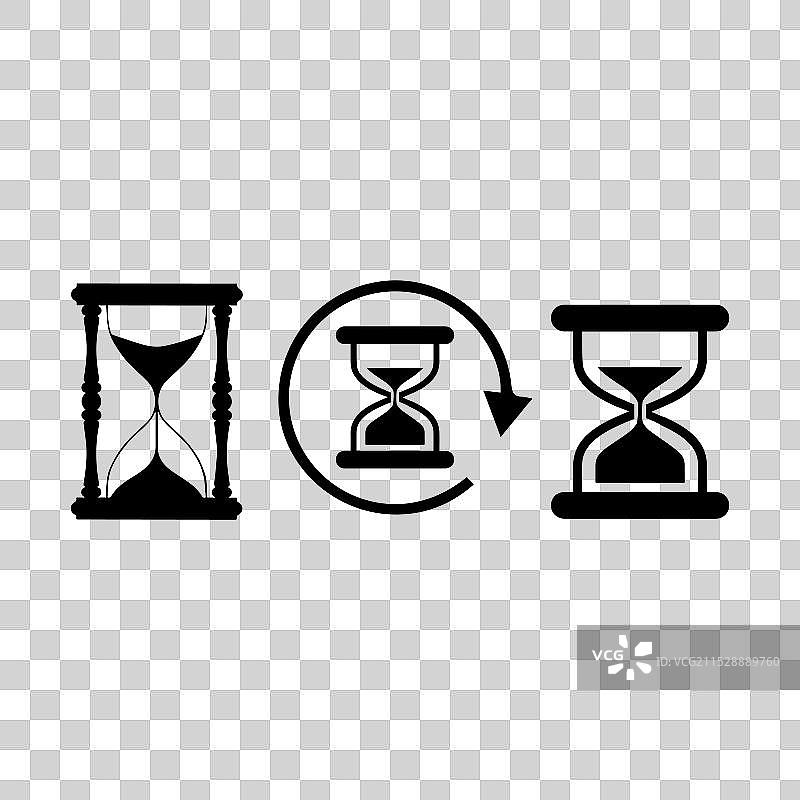 复古沙漏计时器或时钟平面图图片素材