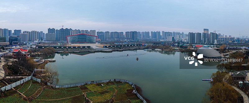 漯河 图书馆 城市展示 月湾湖   市民之家 长江路 航拍图片素材