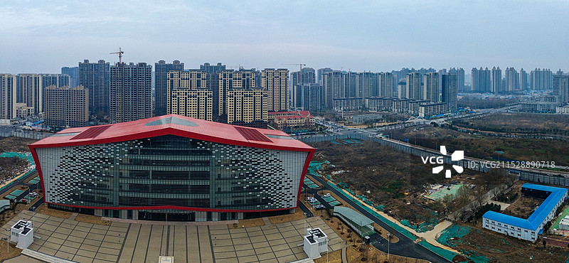 漯河 图书馆 城市展示 月湾湖   市民之家 长江路 航拍图片素材