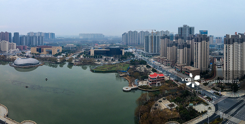漯河 图书馆 城市展示 月湾湖   市民之家 长江路 航拍图片素材