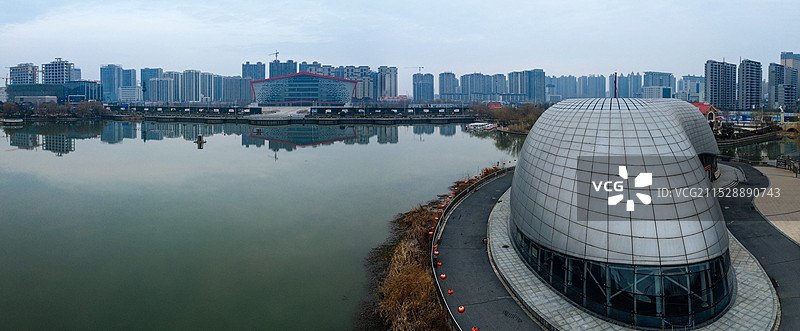 漯河 图书馆 城市展示 月湾湖   市民之家 长江路 航拍图片素材