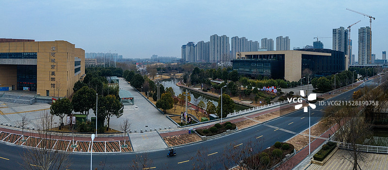 漯河 图书馆 城市展示 月湾湖   市民之家 长江路 航拍图片素材