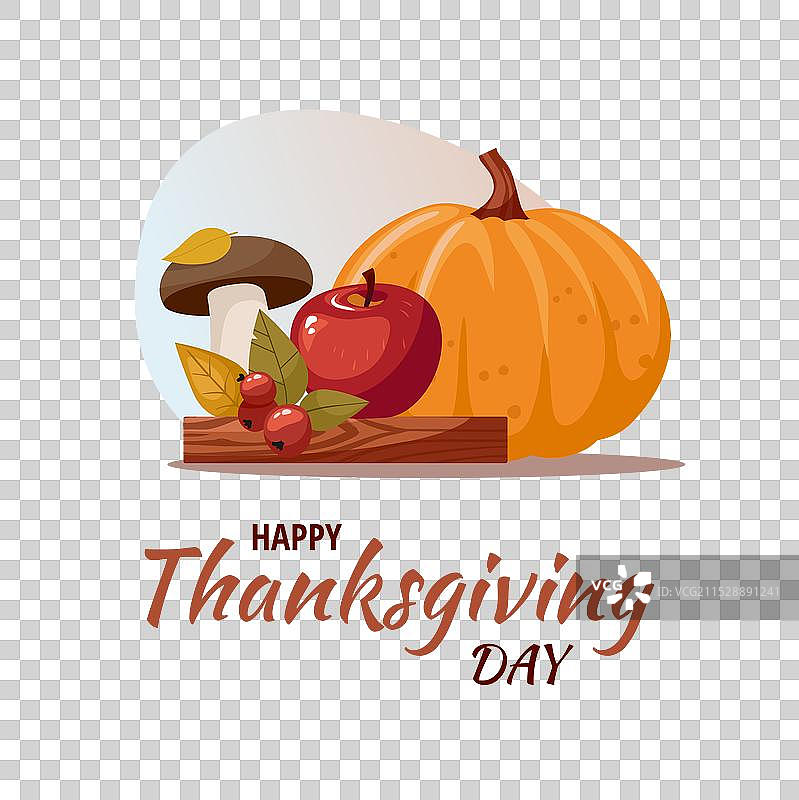 南瓜、苹果和蘑菇的秋季丰收图片素材