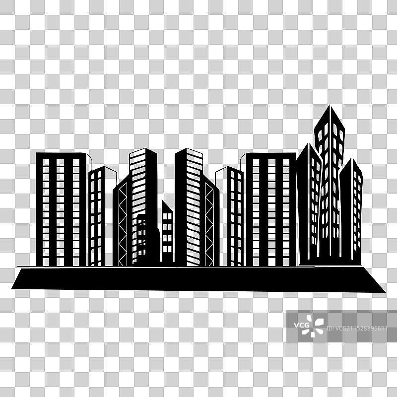一排城市摩天大楼的线性小镇图片素材