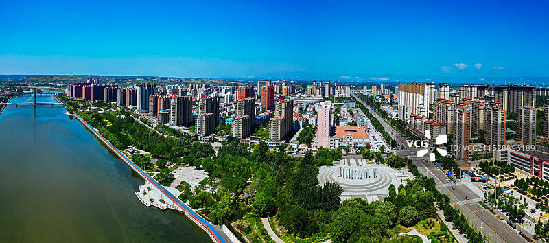 襄汾县 滨河公园 丁陶大道 锣鼓广场 丁陶文化公园 航拍图片素材