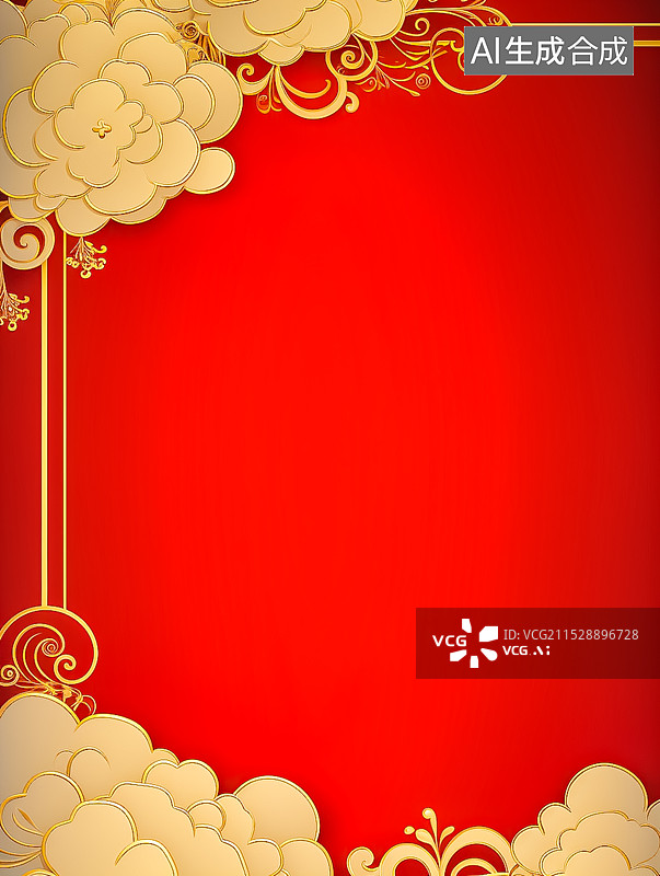 【AI数字艺术】中国风红色祥云背景图片素材