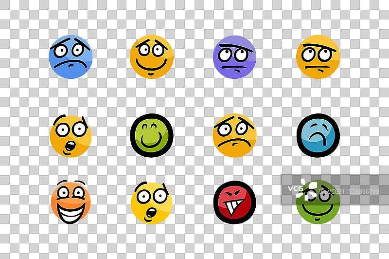 表情符号面孔图标反应集合图片素材